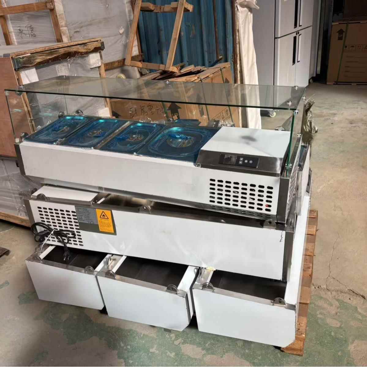 商用拉沙保鲜台式沙拉柜冷藏甜品展示柜柜玻璃无品牌/披萨操作台