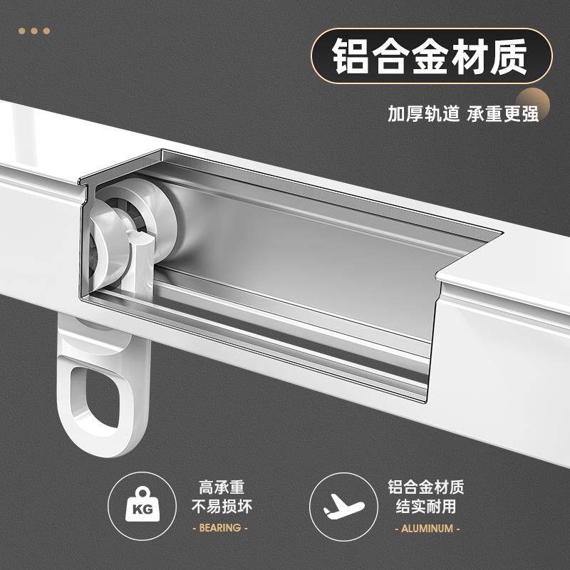 现货侧装窗帘轨h道静音导轨单轨伸缩挂钩式滑轨双轨滑道铝窗帘盒