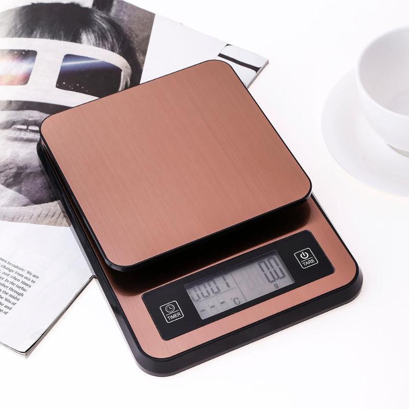 手冲电子咖啡秤计时多功能3KG-0.1g厨房秤带体温计