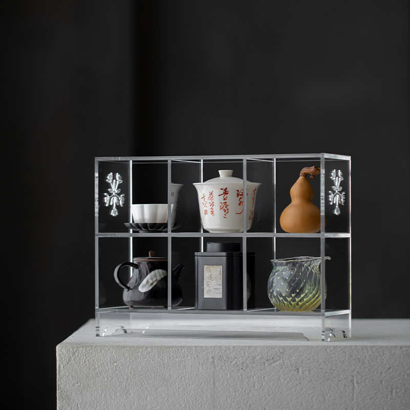 架亚克背板无多格展示桌面力宝架物格子阁多置茶具收纳收纳架茶壶
