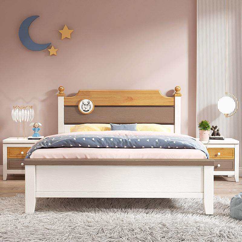 型青少年实木床1.5米1.3m储儿童520#床5男孩现代简约小户学生单人