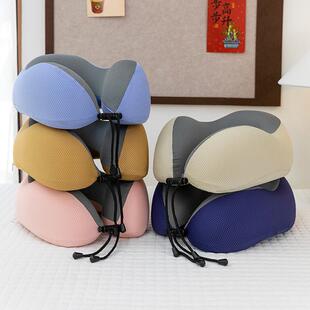 夏季U型枕冰丝凉感护颈枕可定logo旅行u形枕跨境记忆棉u型护颈枕