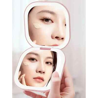 Compact Led Makeup Mirror With Light 1X/3X Magnifying Pocket