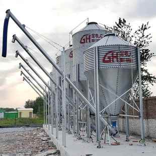 安徽生产安装 6810152030吨带计称重出料绞龙镀锌板料塔