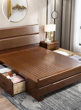 实木床箱1.单米人床1.35m小2GY-137#户型简易床儿童床储物高床1.5