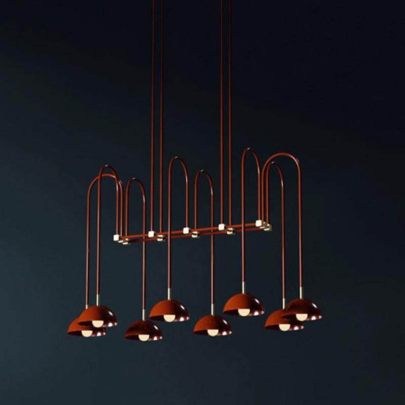 现代简约餐厅红色吊灯设计师创意售楼部前台岛台酒吧吧台前台吊灯