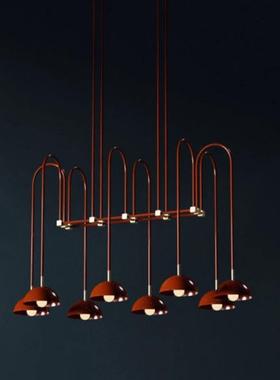 现代简约餐厅红色吊灯设计师创意售楼部前台岛台酒吧吧台前台吊灯