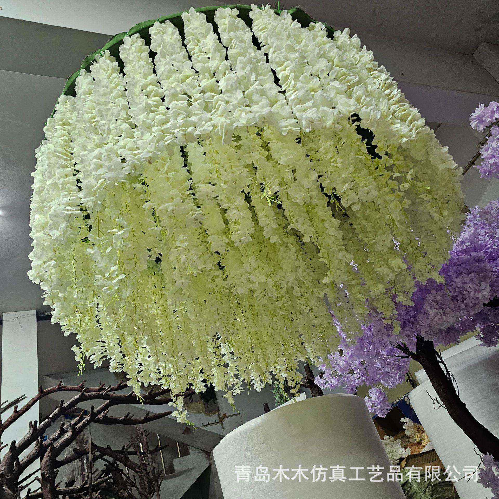 吊顶装饰仿真紫藤花藤条人造假花吊花客厅紫藤婚庆豆花140*60