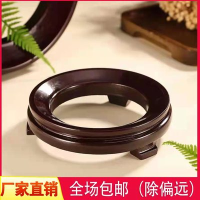 红色实木大小葫芦底座水晶球圆形工艺品核桃天然葫芦托架专用摆件