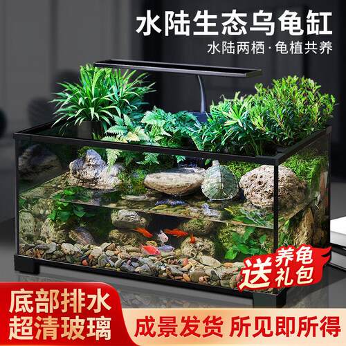 乌龟缸超白玻璃客厅家用饲养箱晒爬台养乌龟专用生态造景鱼缸小型