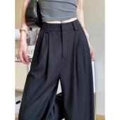 宽松垂感直筒阔腿裤 黑色西装 高级感小个子休闲裤 女2025春秋新款 裤