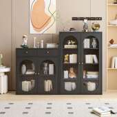 家用钢制书柜落地式 多层置物架客厅带柜门收纳储物柜卧室儿童书架