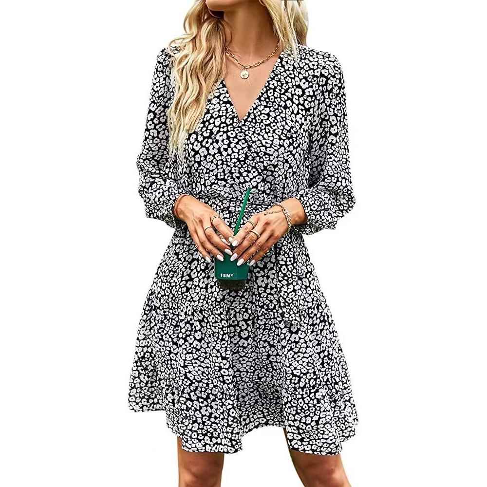Four Floral Sleeve Commuter Long Versatile Temperament