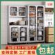 304不锈钢餐柜家用厨房碗盘柜玻璃多层移动锅具厨具多功能收纳柜