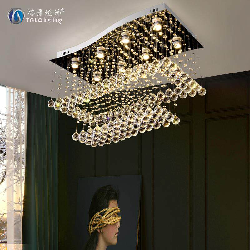 led水晶吊线灯具创意卧室客厅吸顶灯现代简约水晶餐厅装饰灯饰