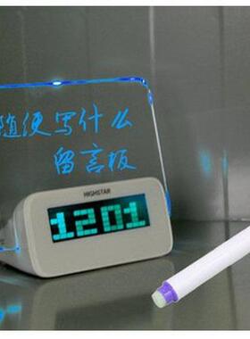 创意时尚留言板时钟LED电子钟C款大屏幕浪漫荧光留言板创意闹钟