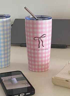 lelemonade保温水杯女高颜值小众设计感便携随行咖啡不锈钢吸管杯