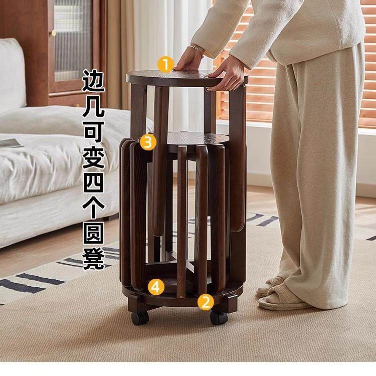 实木叠乐组圆凳家用可叠放合凳折叠叠椅子餐桌椅板凳几茶86692凳