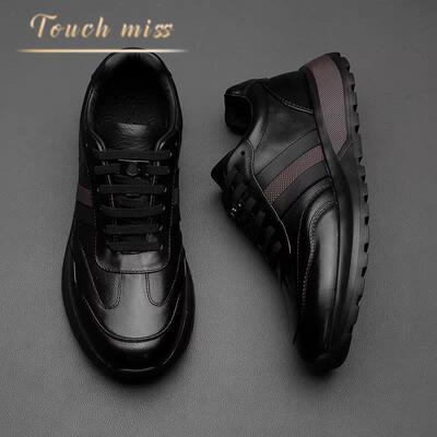 Touch Miss欧洲站新款男鞋真皮休闲皮鞋百搭厚底透气低帮休闲鞋男