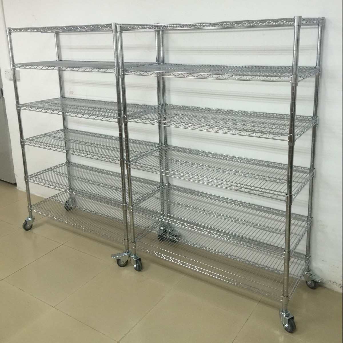 仓库移动货架金属置物架多层防静电物料架镀铬带轮货物架不锈钢架