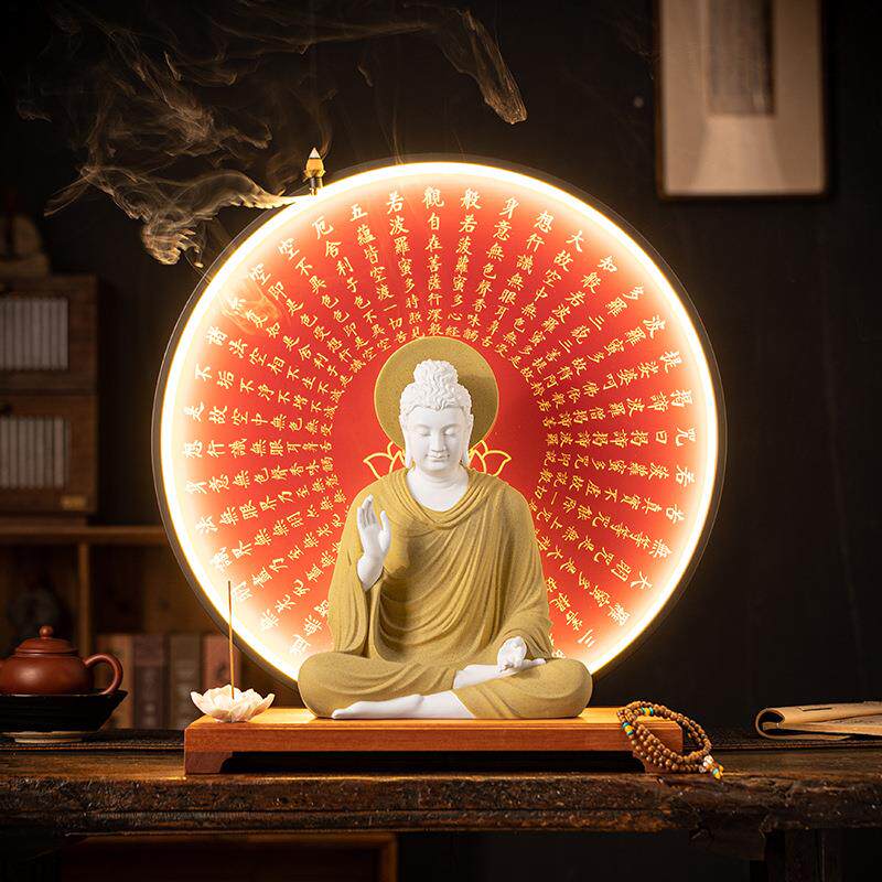 陶瓷摆件佛光如来佛祖客厅玄关释迦牟尼佛像禅意大日如来家居饰品