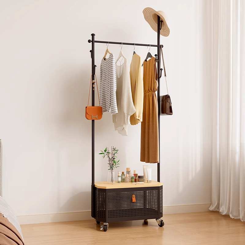 轻奢家用落地镜穿衣镜衣帽架带镜子一体卧室移动全身试衣镜挂衣架