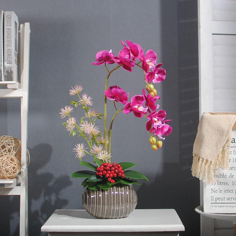 假花彷真花客厅餐桌的插花摆蝴兰花艺摆件蝶上家居饰品装设无饰绢