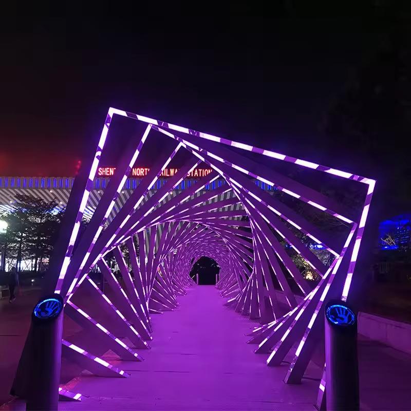 婚礼装饰led灯户外爱心形拱门时光隧道灯公园造型景观灯浪漫氛围
