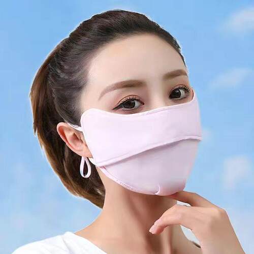 Ice Silk UV Protection Mask for Women, Black, High Aesthetic