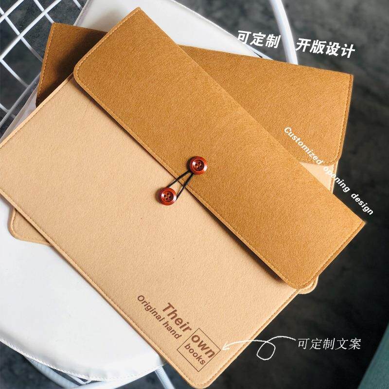 A4文件袋毛毡档案袋公文包会议资料收纳袋按扣文件包纽扣办公商务