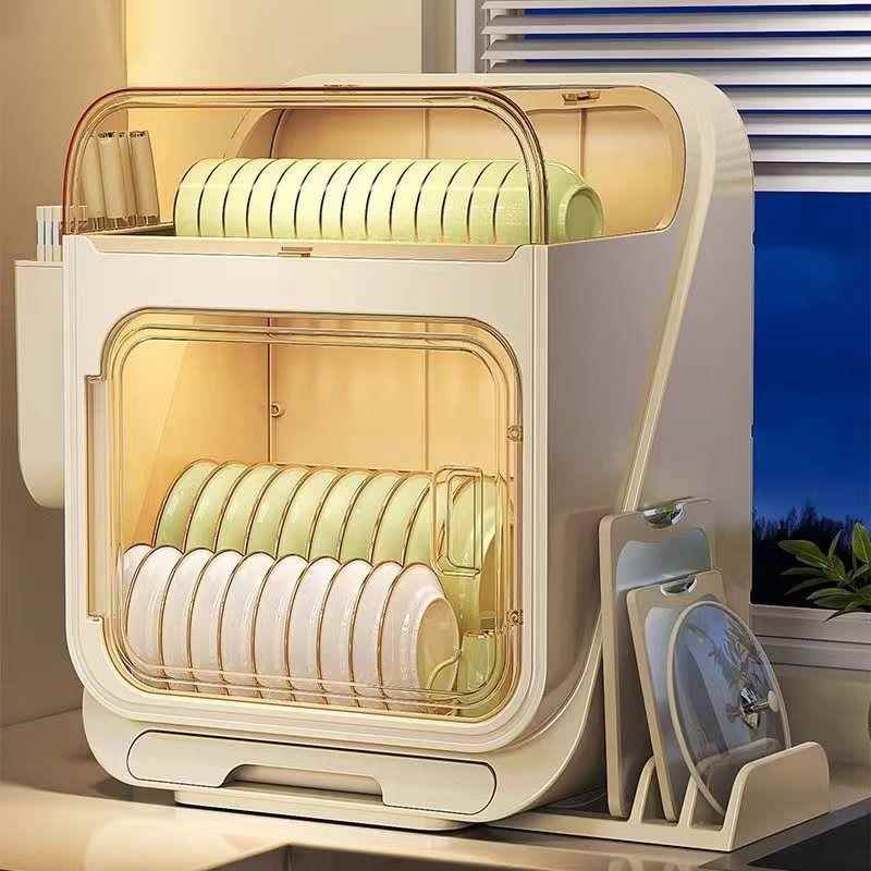 落地收纳架厨房多功能置物架塑料沥水碗架加大容量便携碗柜收纳盒