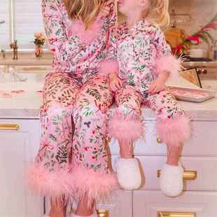 Xingqing Christmas Family Matching Pajamas Set Floral Print