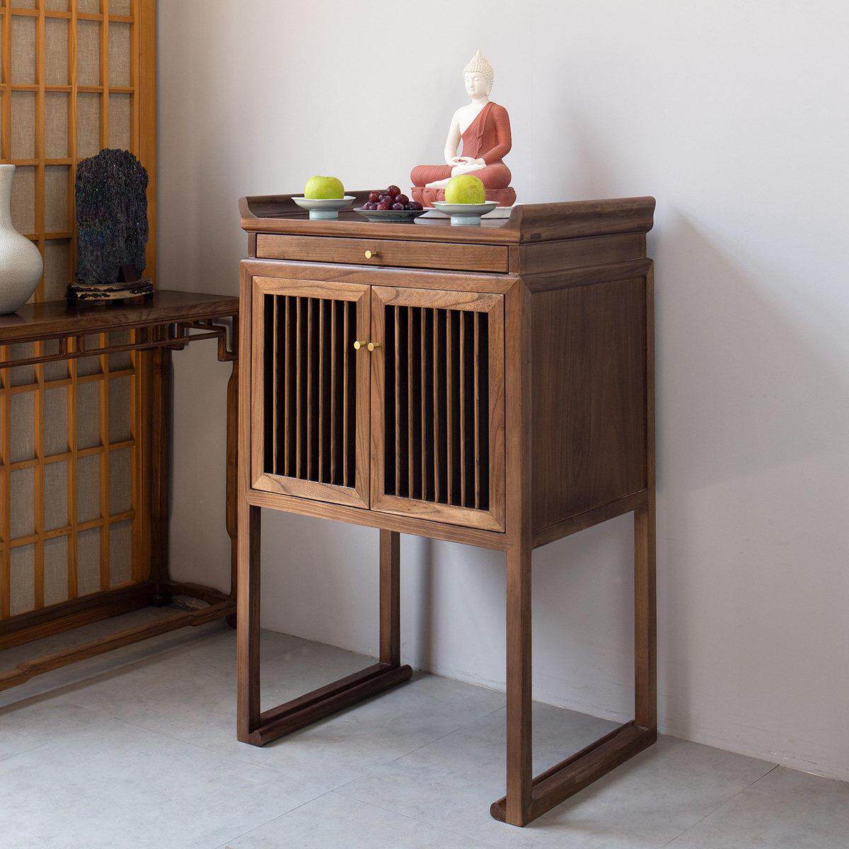 老榆木佛龛供桌香案佛台新中式实木条案家用简约现代中堂三层神台