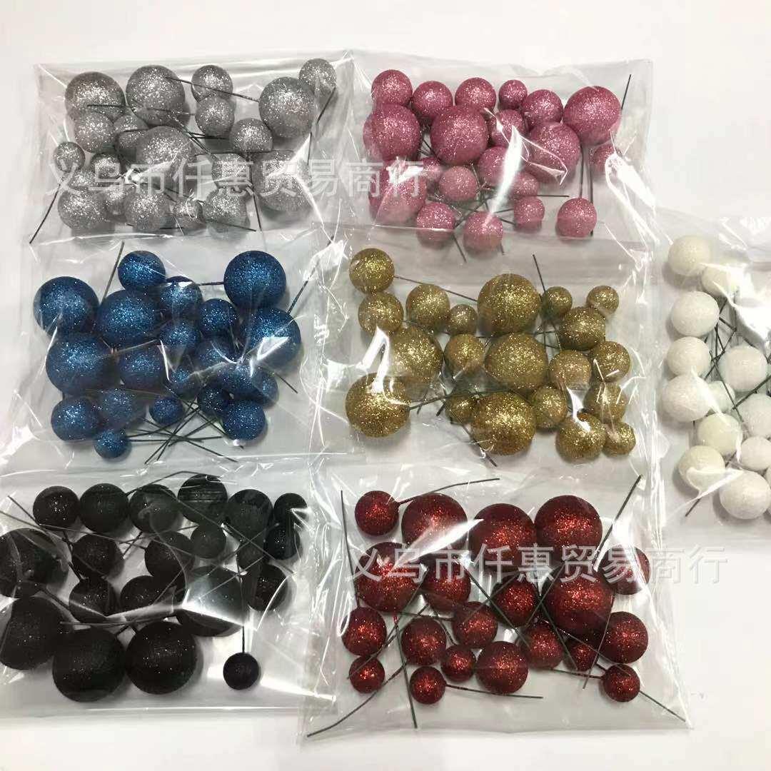 金球银球彩色球闪粉球金葱球闪光金色蛋糕泡沫球装饰插件现货