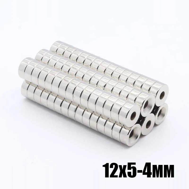现货圆形磁铁带孔D12x5沉孔4螺丝孔3/4mm钕铁硼强磁吸铁石