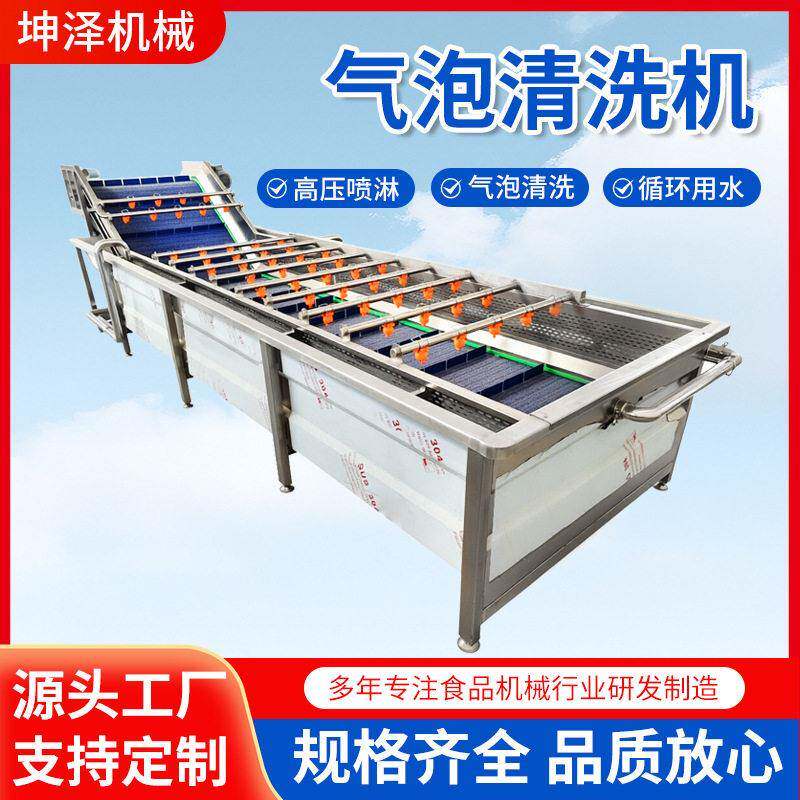 水果菠菜喷淋清洗机 蓝莓葡萄鼓泡清洗机 红枣辣椒气泡清洗设备