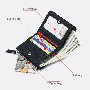 Short Portable Genuine RFID Holder Bag Card Leather Wallets