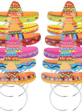 12 Pcs Headband Wide Brimmed Hat Mexican Party Hats Fiesta