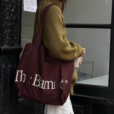 【现货】韩国the barnnet八奶家托特包秋季复古韩系大容量帆布包