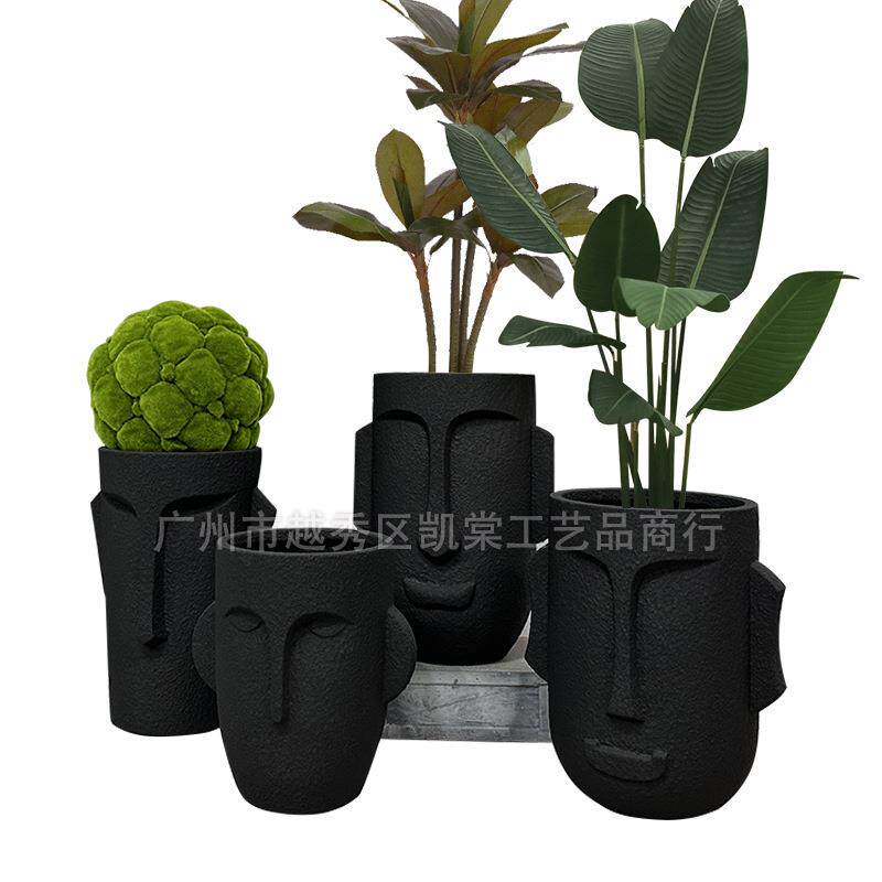 时尚抽象人脸艺术花盆花园绿植摆件客厅商场别墅庭院绿化景观装饰