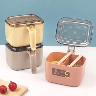 加厚佐料盒双格带盖调料盒家用厨房装盐鸡精调味料的盒子送小勺