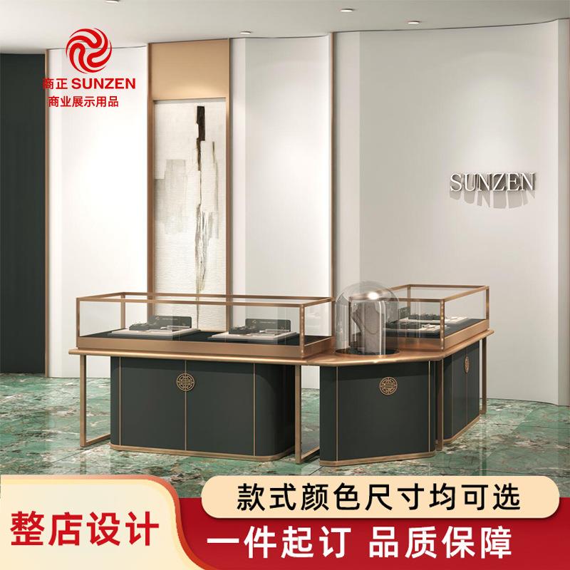 新中式玻璃柜展示柜珠宝首饰柜台样品展览陈列柜黄金玉器饰品展台