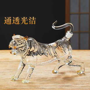虎王醒酒器高硼硅玻璃密封泡酒空瓶生肖动物酒瓶工艺品酒瓶摆件