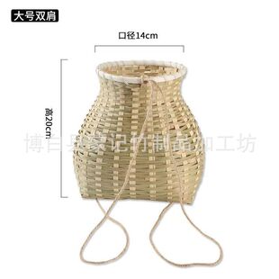 摘茶叶的篓子竹编采茶竹篓手工摘茶叶专用背篓儿童舞蹈道具小鱼篓