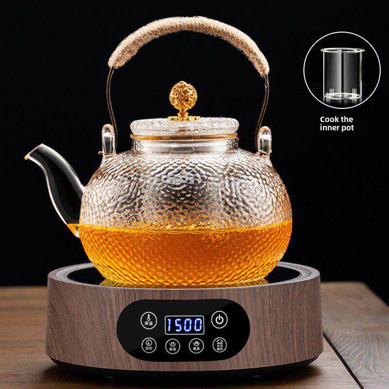 加厚高硼硅全玻璃茶壶锤式提梁保健锅家用电陶瓷炉加热水壶套装