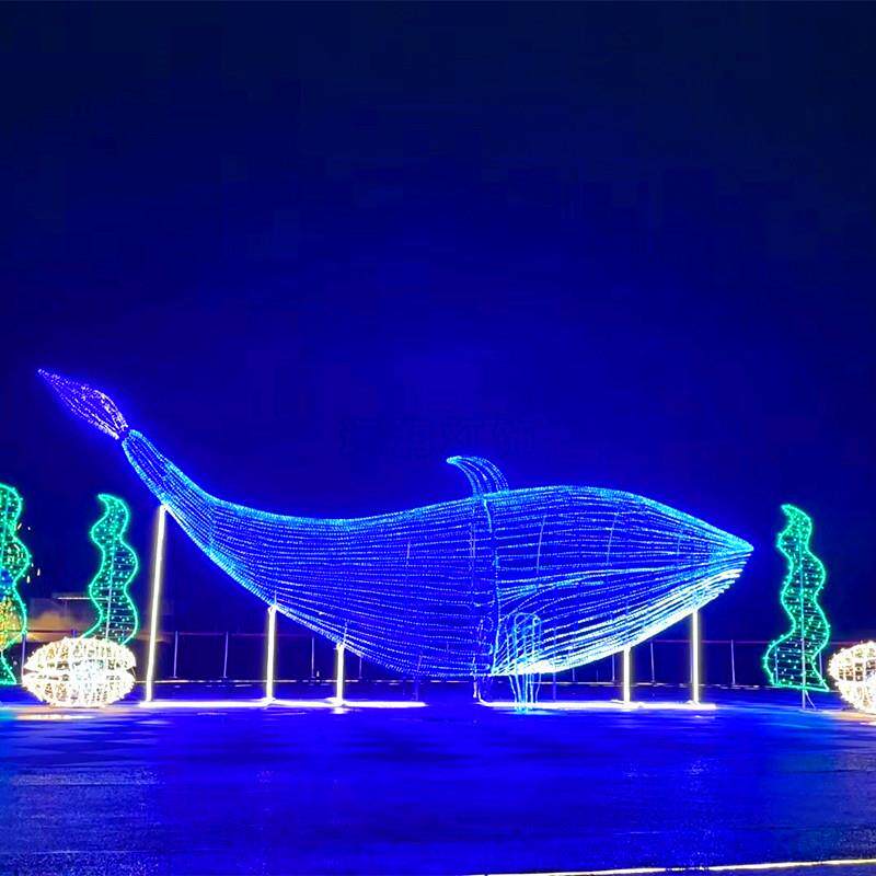 厂家可定LED鲸鱼造型灯商场广场主题装饰3D景观动物小品灯