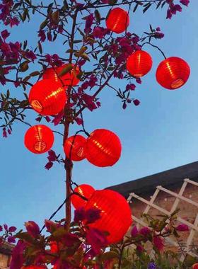 户外防水小灯庭绸布彩色连串太联阳能中秋节AFJ笼树上阳台院布麦