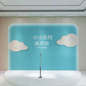 3d播音小主持人口才教室舞台背景墙纸教育培训班前台拱门装 饰壁纸