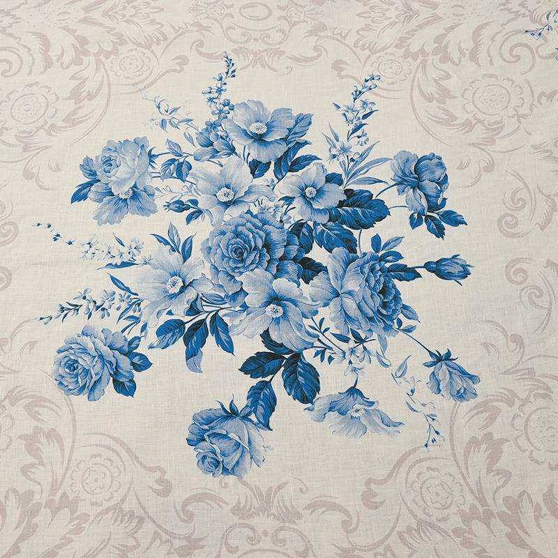 秋冬新款亚麻四件套轻奢复古印花法国雨露麻被套床单床上用品