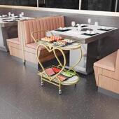 北欧移动小推车高档收纳推车酒店酒水车金色多层铁艺餐车饭厅送菜